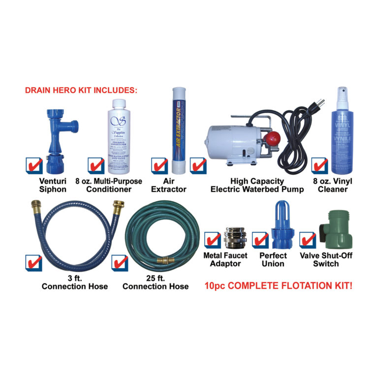Waterbed Drain Hero Complete 10pc Fill, Drain, Maintain Kit InnoMax