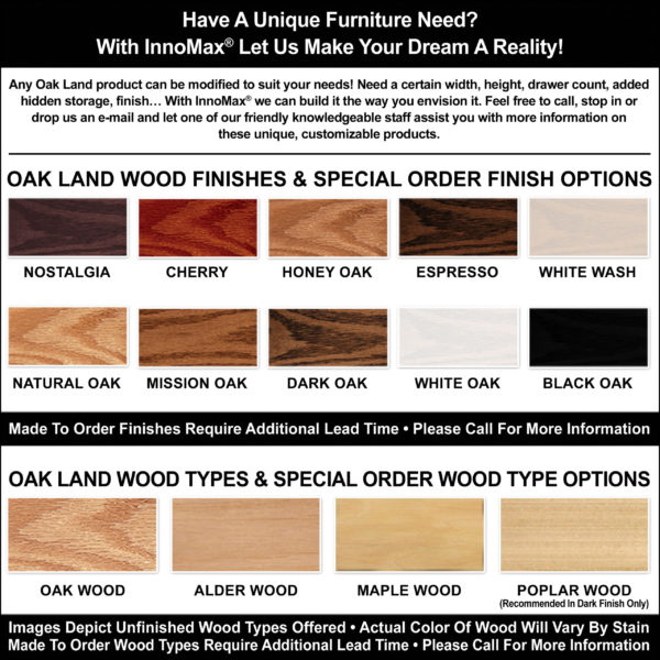 Custom Oak Land Finish Options And Wood Types