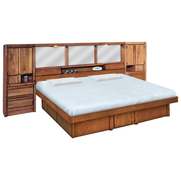 InnoMax Oak Land La Jolla Wall Unit With Platform Bed Bedroom Furniture