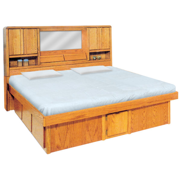 InnoMax Oak Land Magnolia Headboard With Platform Bed Bedroom Furniture