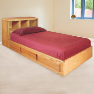 InnoMax Oak Land Bookcase Platform Bed Bedroom Furniture