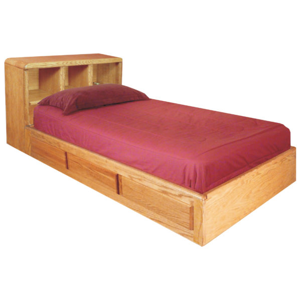 InnoMax Oak Land Bookcase Platform Bed Bedroom Furniture