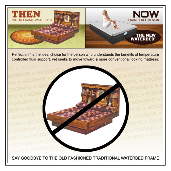 Then (Old Wood Frame Waterbed) and Now (Frame Free Design)