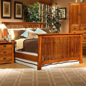 InnoMax Oak Land Mission Creek Platform Bed With Tall Footboard Bedroom Furniture