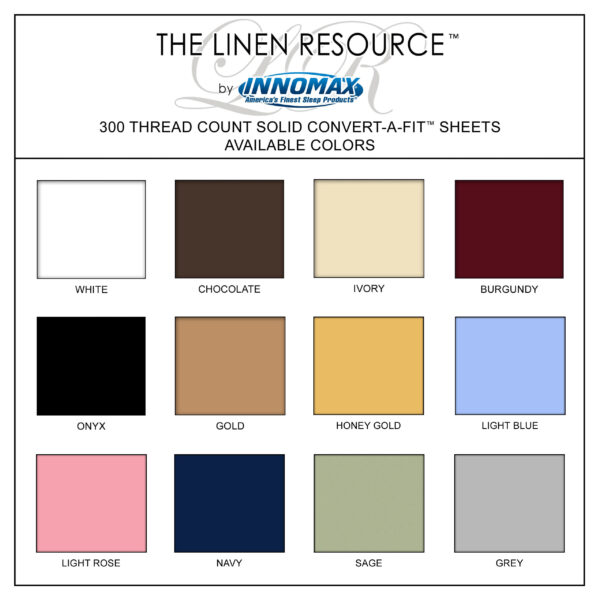Linen Resource 300 Thread Count Sheet Color Swatchs
