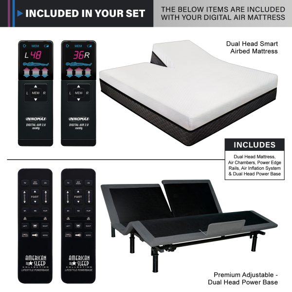 13″ Dual Head Air Bed with Adjustable Dual Head Power Base