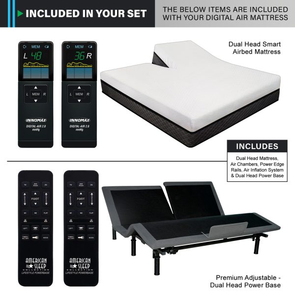 13″ Dual Head Air Bed with Adjustable Dual Head Power Base