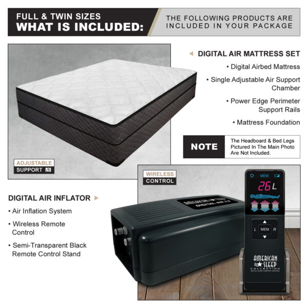 Princeton Digital Air Bed Full & Twin Package