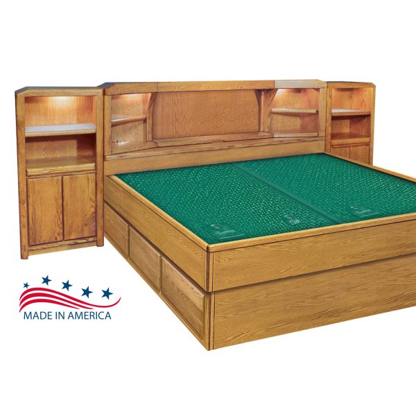 Oak Marathon – Waterbed Headboard & Frame Set with Optional Piers