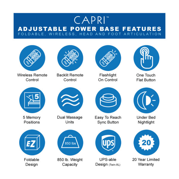 Capri Adjustable Power Base Features
