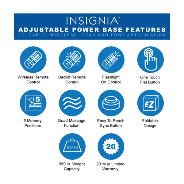 Insignia Adjustable Power Base Features