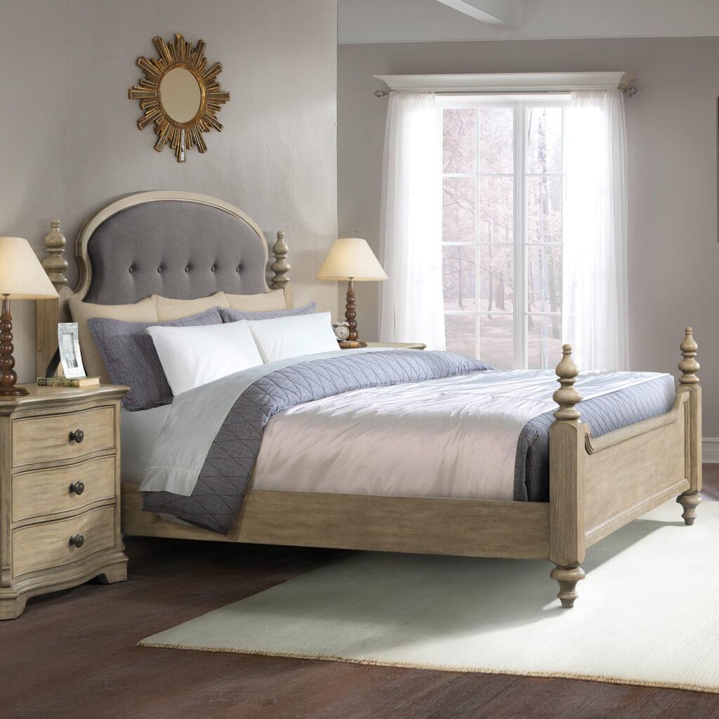 Upholstered Poster Bed & Casegoods - Corinne Casual Collection - InnoMax