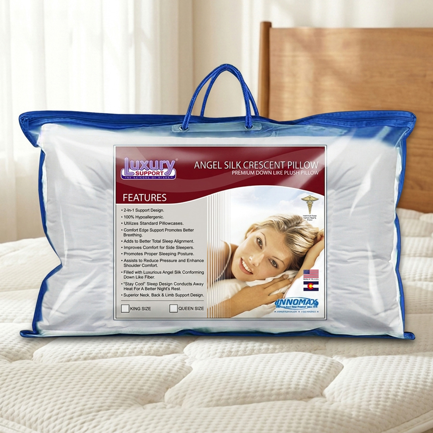 Angel Silk Crescent Pillow – Premium Down Like Plush Pillow