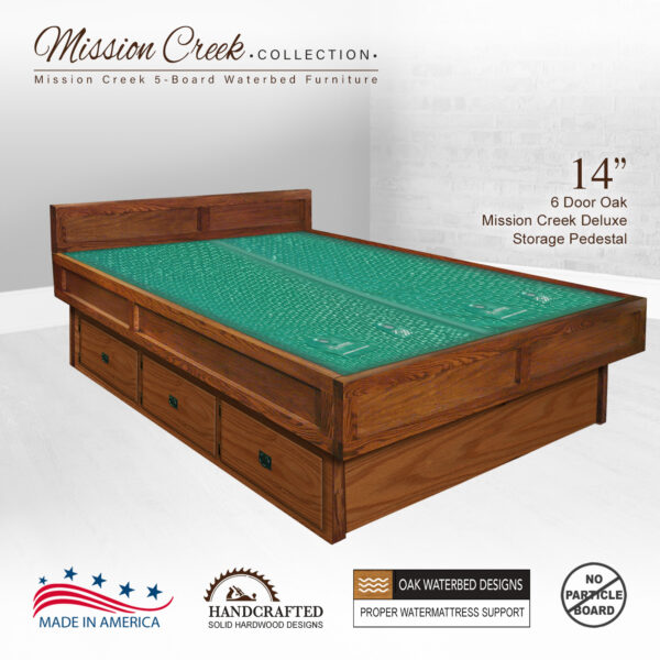 Mission Creek 5-Board with 14" 6 Door Oak Deluxe Storage Pedestal