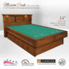 Mission Creek Bookcase Headboard with 14" 6 Door Oak Deluxe Storage Pedestal