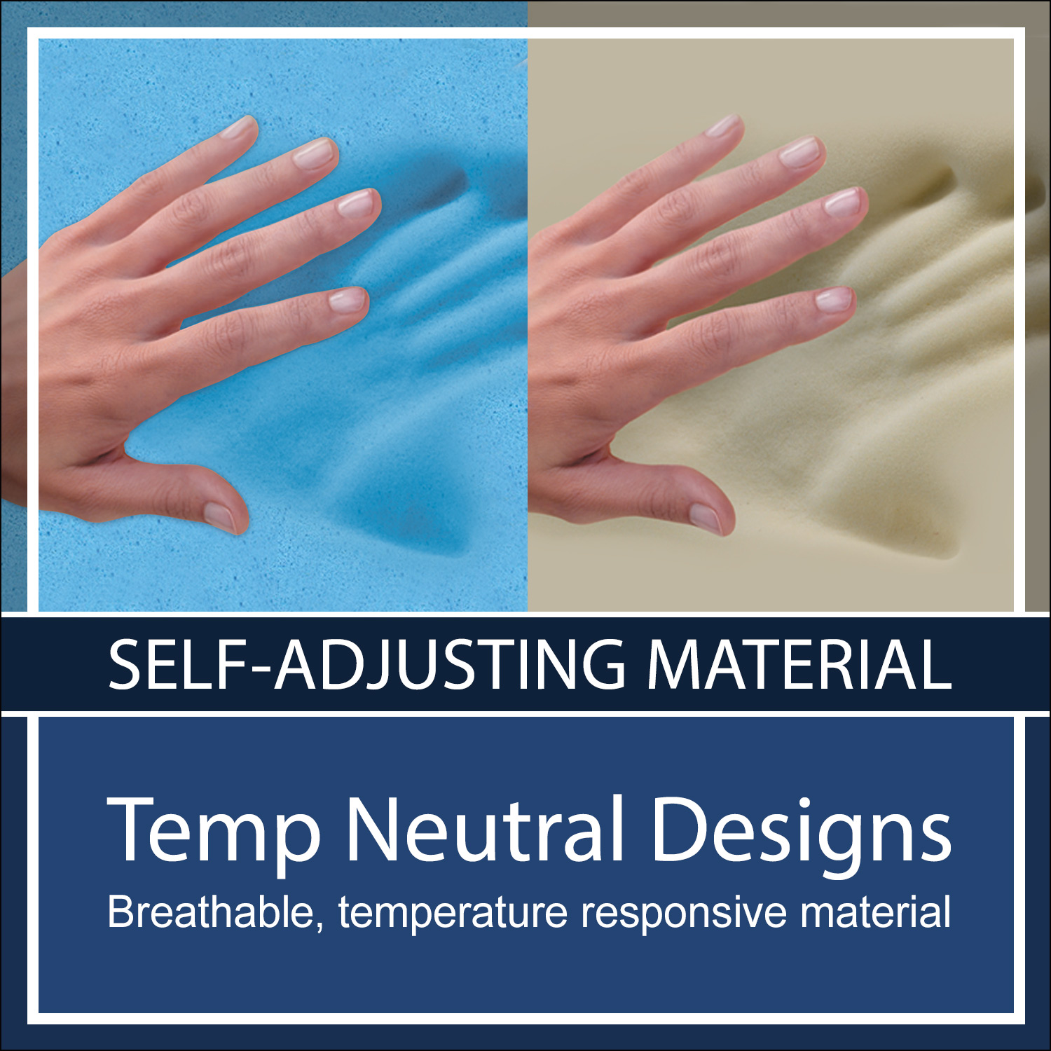 Memory Beds - Self-Adjusting, Temperature Neutral Material Memory Beds - Self-Adjusting, Temperature Neutral Material
