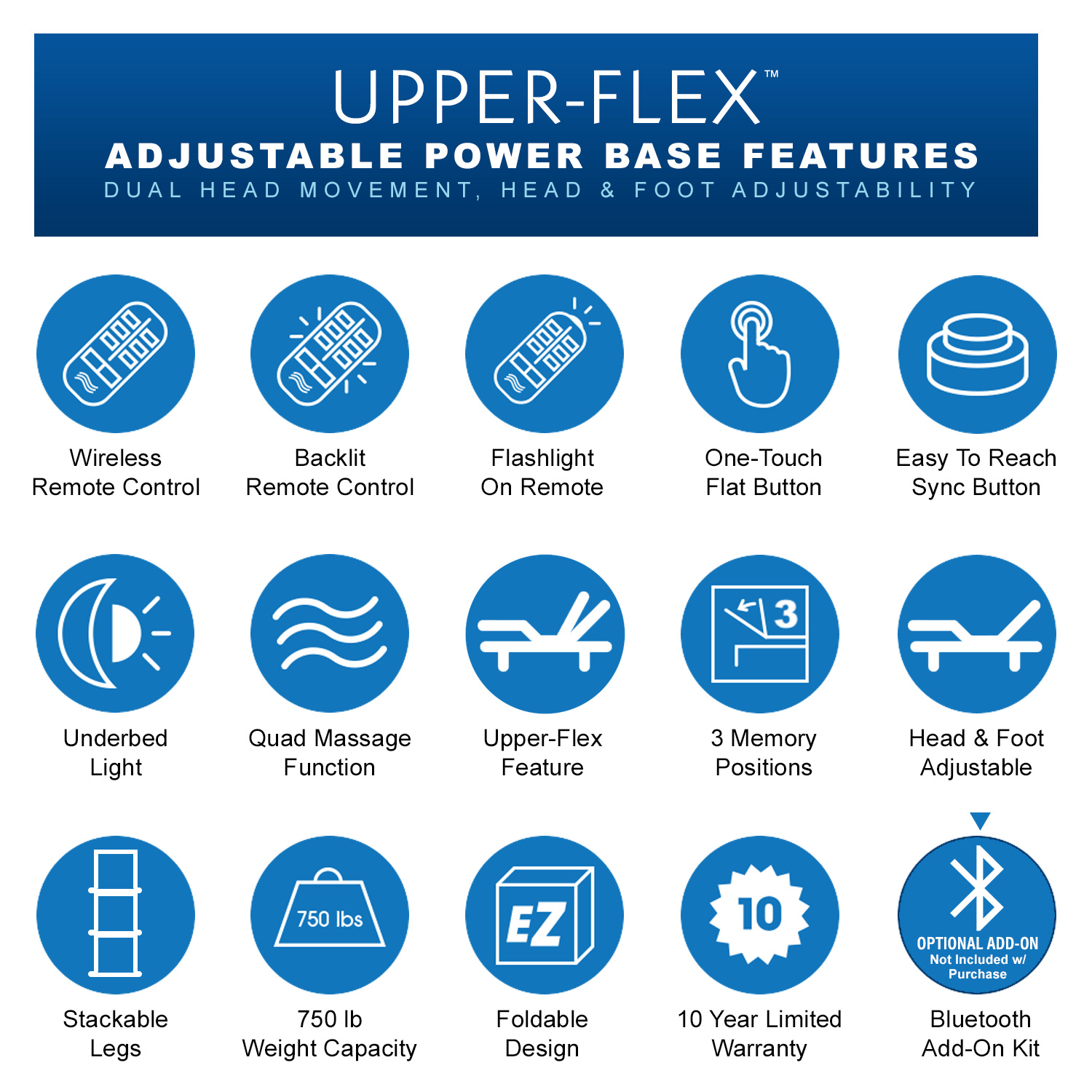 Upper-Flex Adjustable Power Base Features